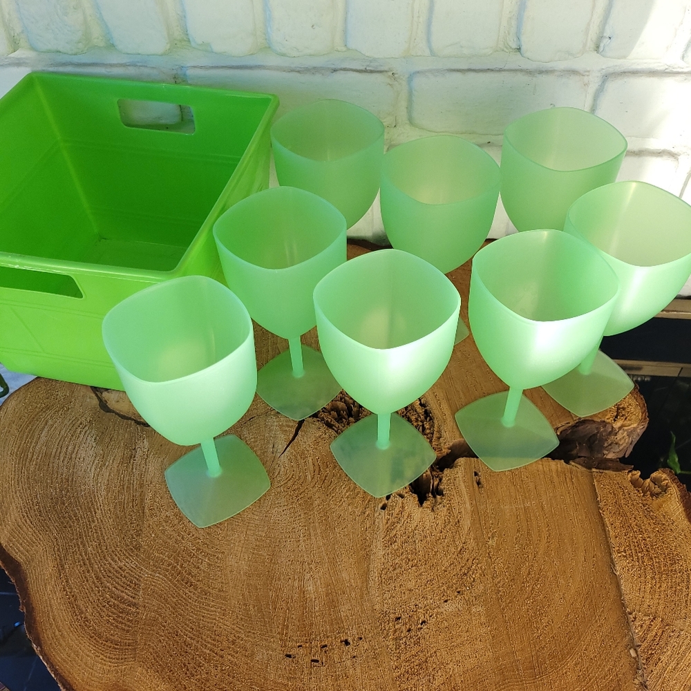 Frosty Mint Green Plastic Stemware - Picture 12 of 12